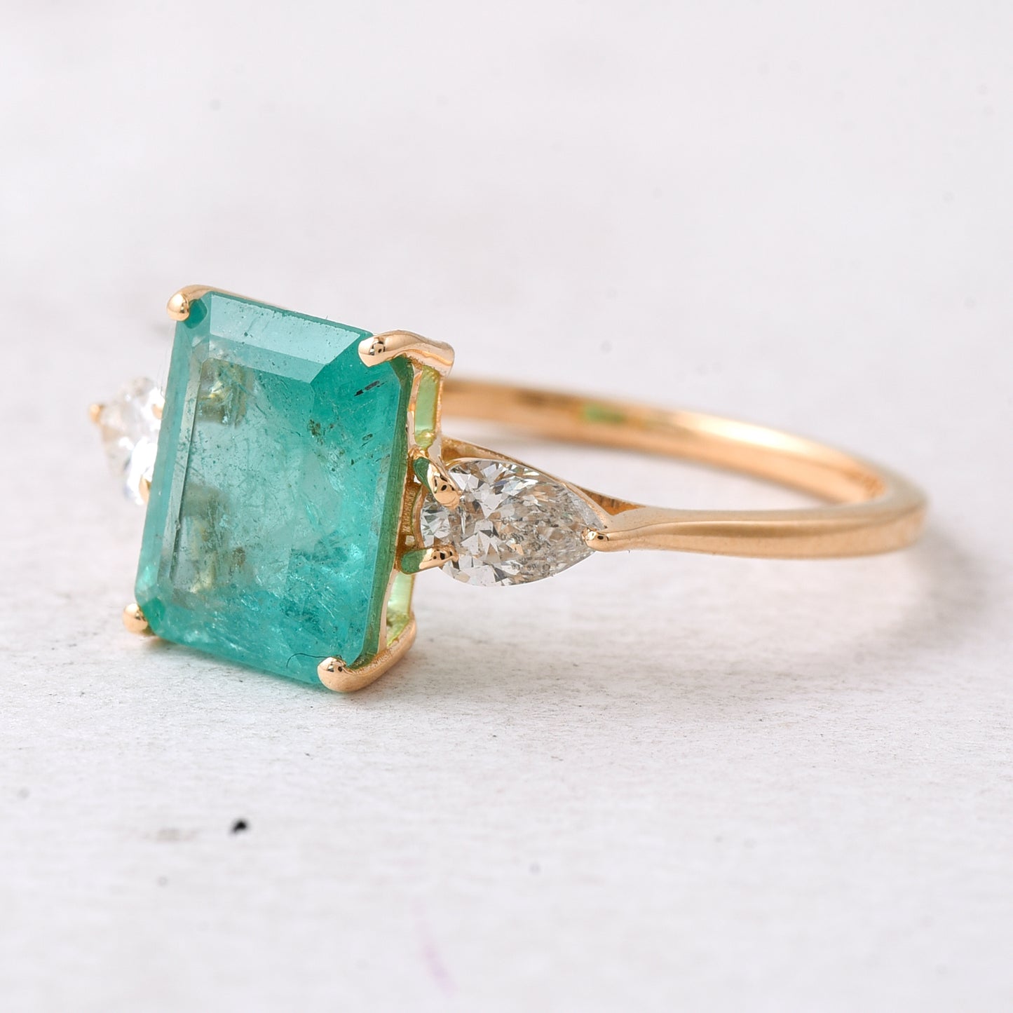 2.36 Ct Octagon Step Cut Natural Emerald 14K Gold Ring