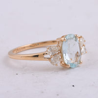 1.24 Ct Oval Natural Aquamarine 14K Gold Ring