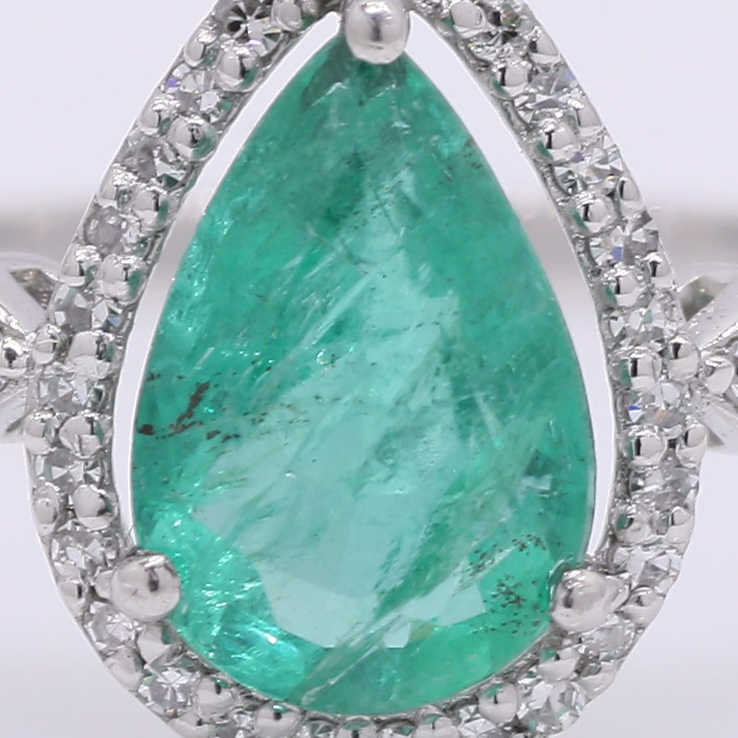 1.25 Ct Pear Mixed Cut Natural Emerald 950 Platinum Ring