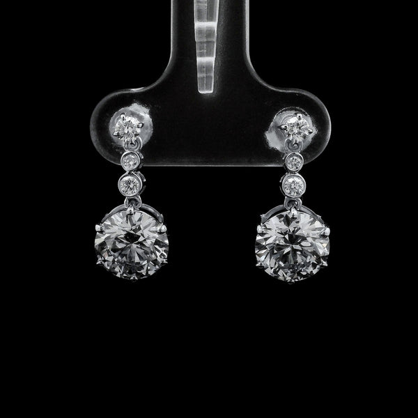 3.67 Carats Lab Grown Diamond 14K Gold Earrings