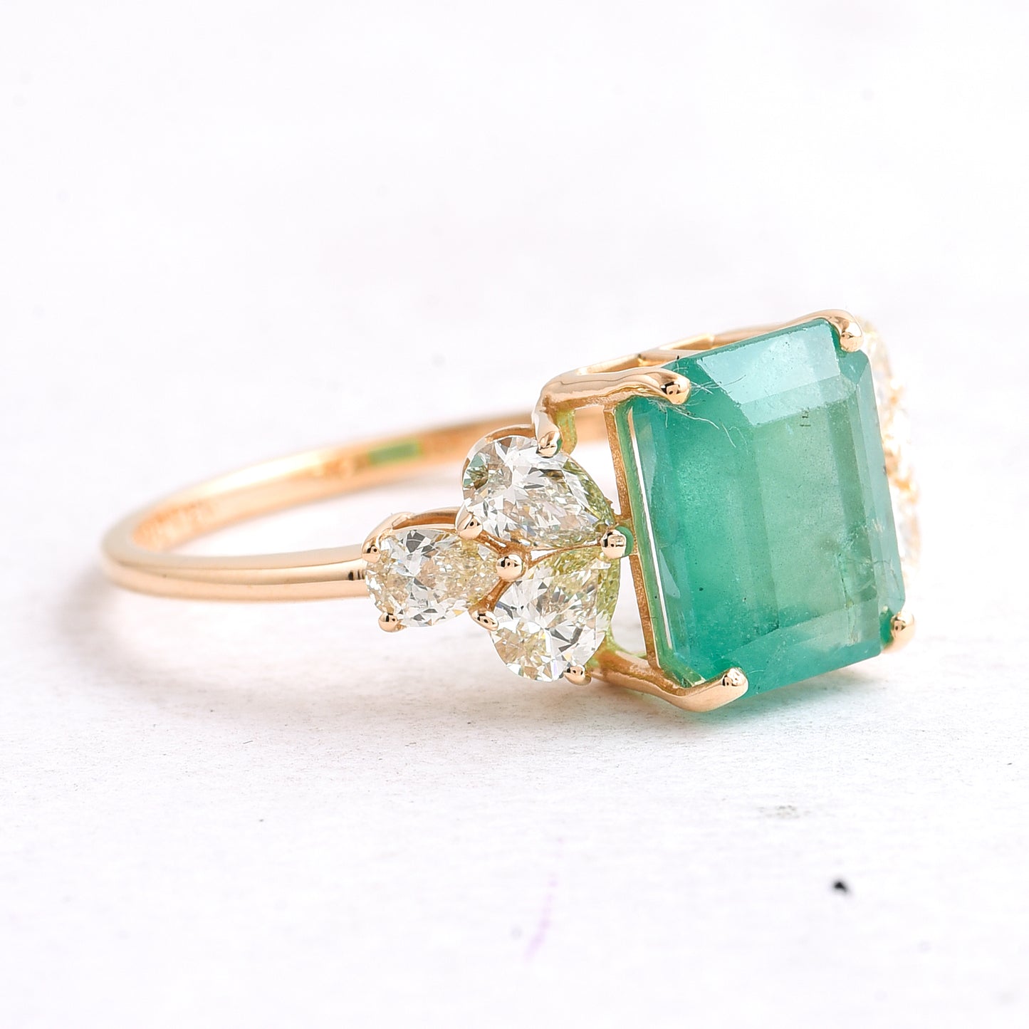 3.25 Ct Octagon Step Cut Natural Emerald 14K Gold Ring