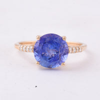 3.49 Ct Round Tanzanite 14K Gold Ring
