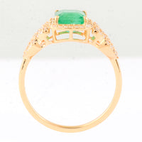 1.25 Ct Octagon Step Cut Natural Emerald 14K Gold Ring