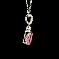 3.08 Ct Octagon Pink Topaz, White Zircon 925 Sterling Silver Pendant