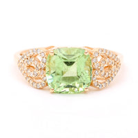3.01 Ct Cushion Natural Eridot 14K Gold Ring