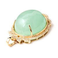22.84 Ct Oval Cabochon Natural Beryl Emerald 14K Gold Pendant