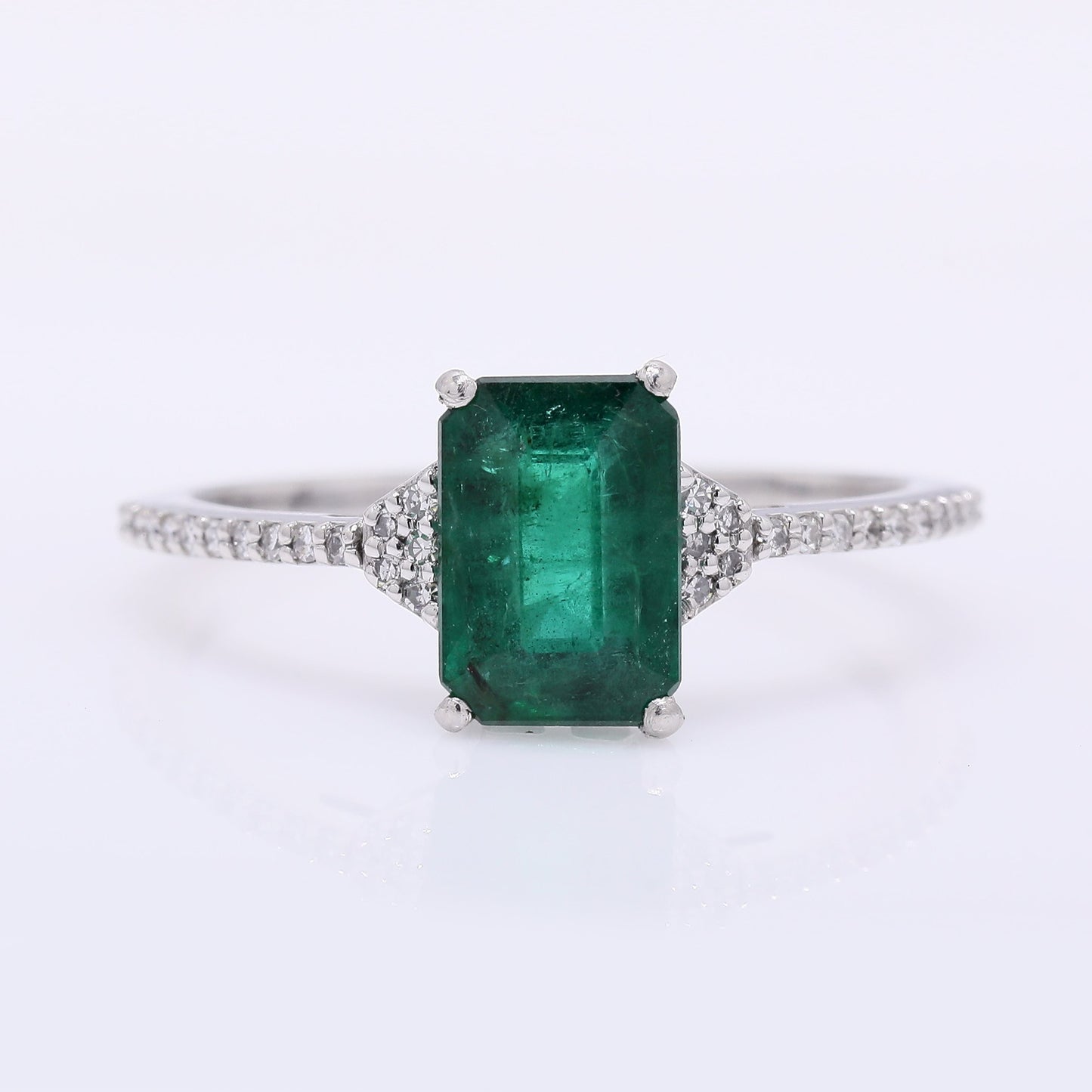 1.38 Ct Octagon Step Cut Natural Emerald 950 Platinum Ring