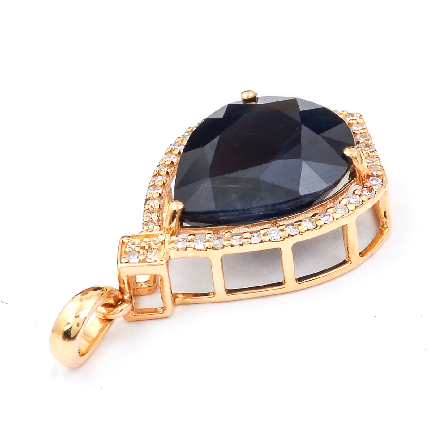 5.23 Ct Pear Natural Sapphire 14K Gold Pendant