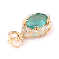 1.89 Ct Oval Mixed Cut Natural Emerald 14K Gold Pendant