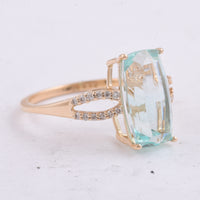 3.90 Ct Cushion Natural Emerald 14K Gold Ring