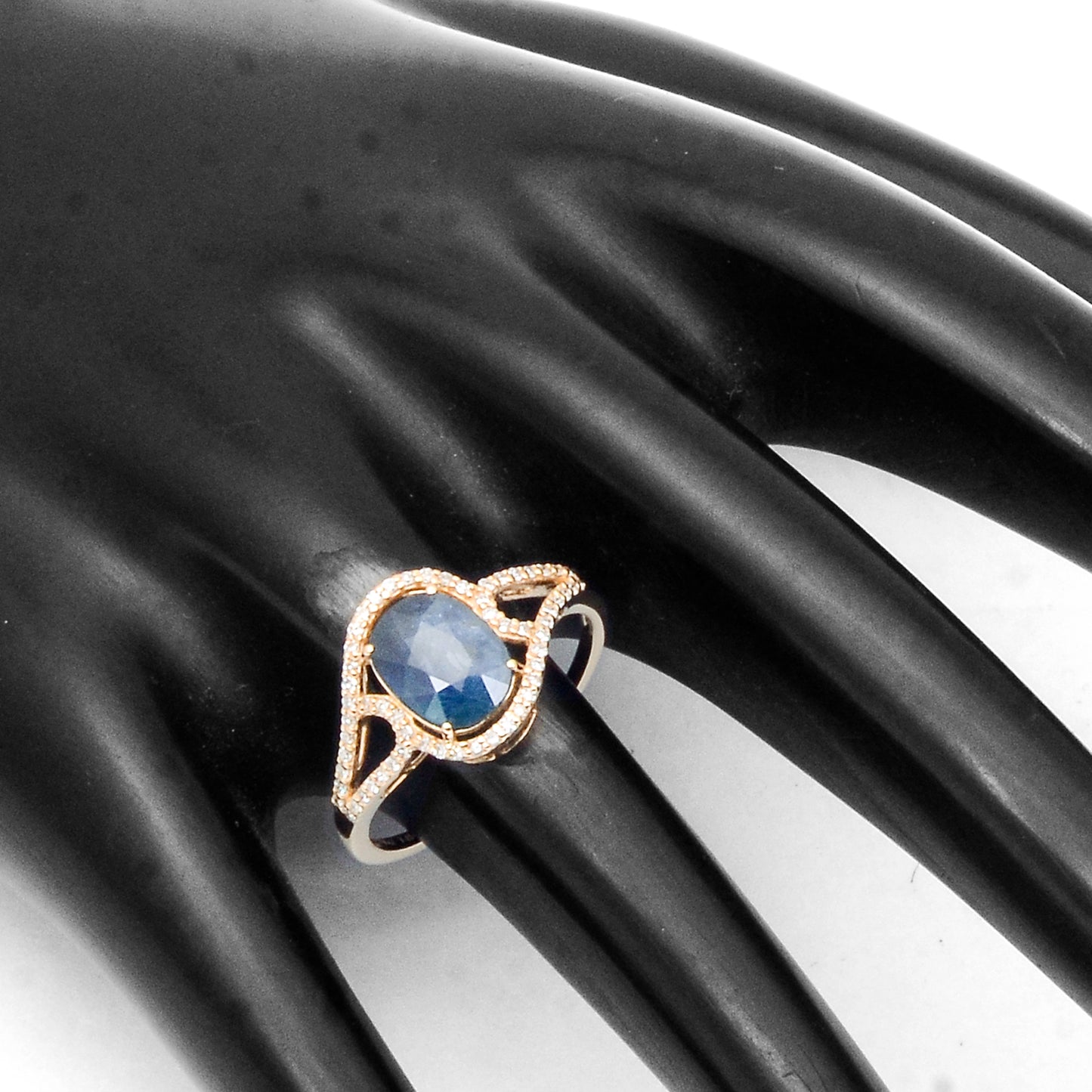 1.76 Ct Cushion Mixed Cut Natural Sapphire 14K Gold Ring