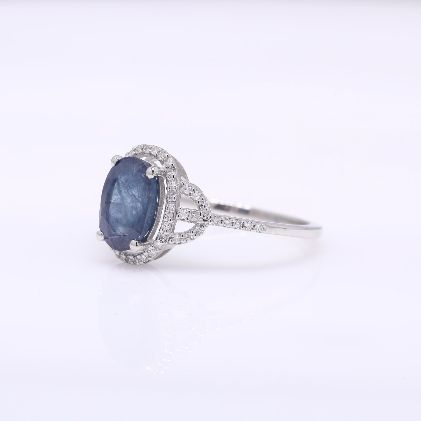2.43 Ct Oval Mixed Cut Natural Sapphire 950 Platinum Ring