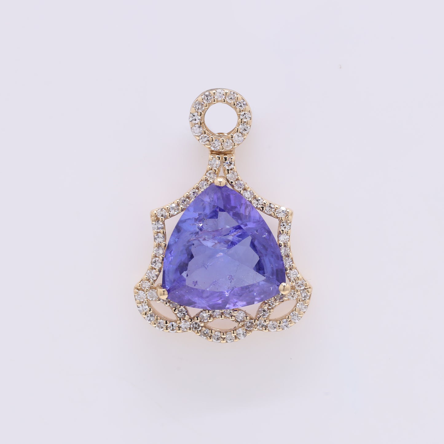 3.22 Ct Triangle Mixed Cut Natural Tanzanite 14K Gold Pendant