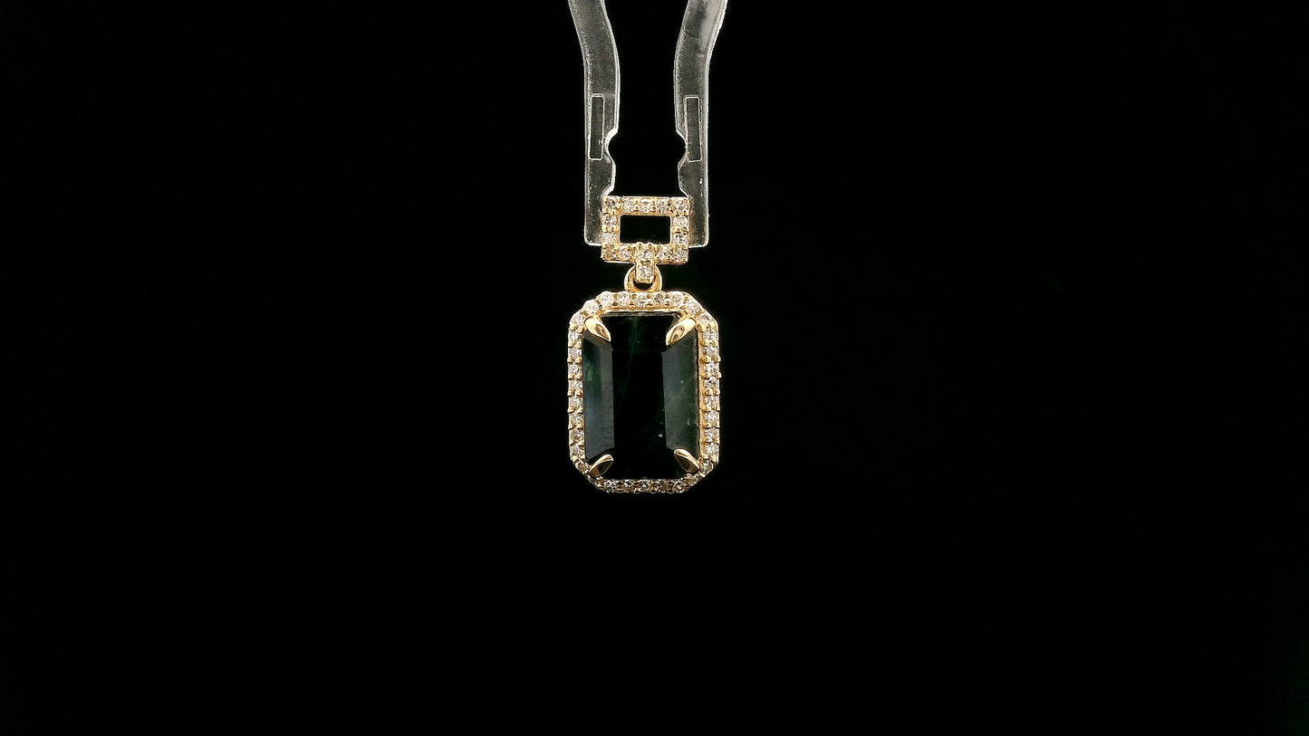 3.18 Ct Octagon Natural Sapphire 14K Gold Pendant