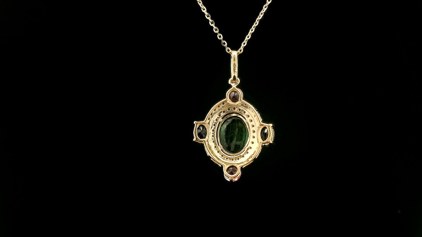 2.05 Ct Oval Tourmaline 14K Gold Pendant