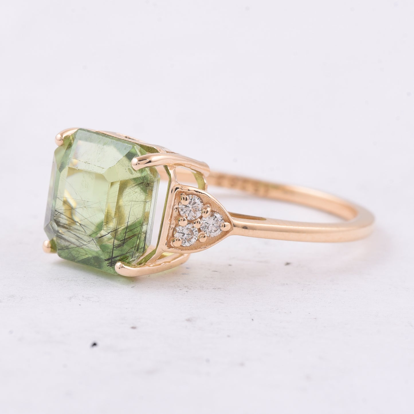 5.25 Ct Octagon Natural Peridot 14K Gold Ring