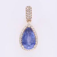 2.13 Ct Pear Mixed Cut Natural Sapphire 14K Gold Pendant