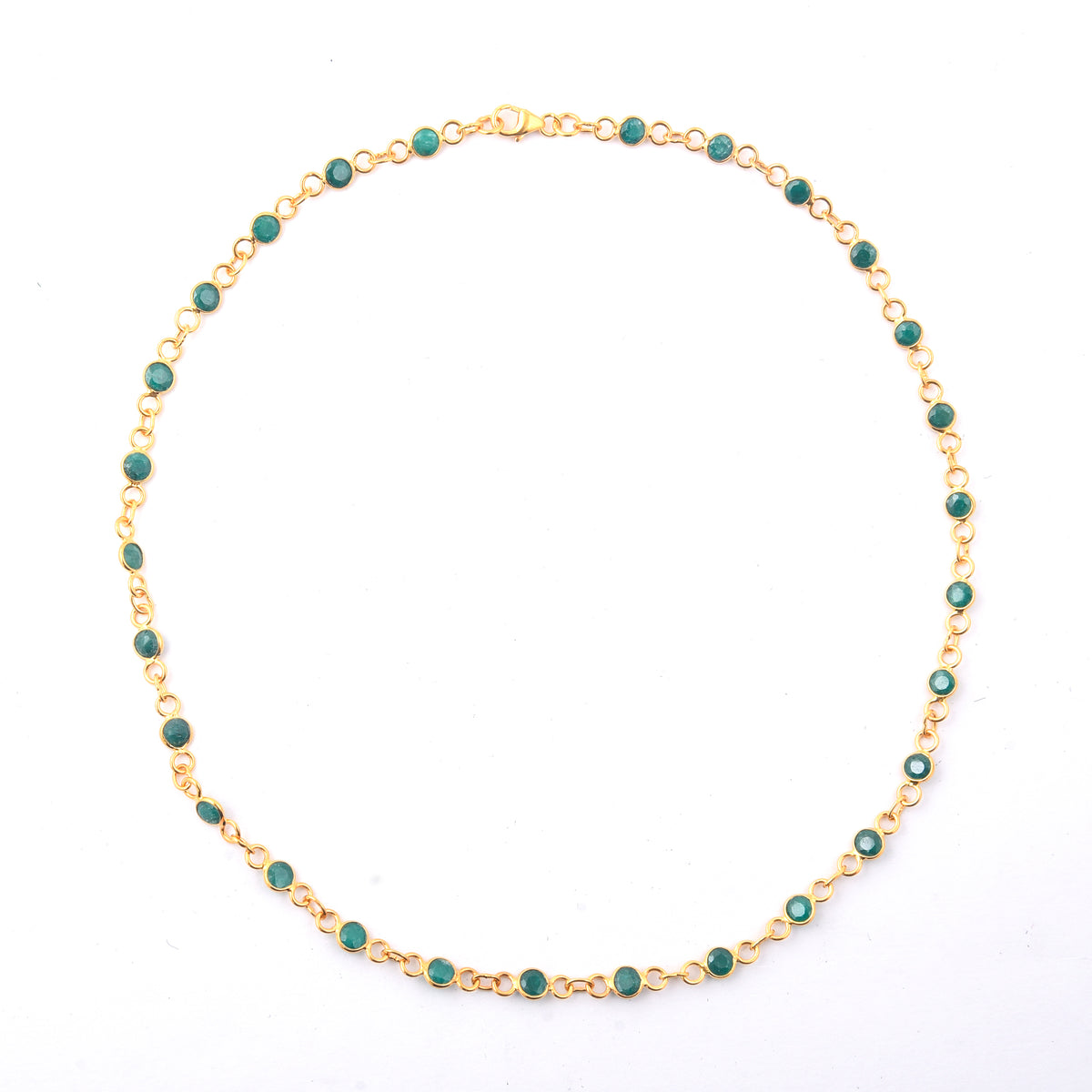 9.88 Ct Round Dyed Emerald 925 Sterling Silver Necklace