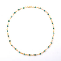 9.88 Ct Round Dyed Emerald 925 Sterling Silver Necklace
