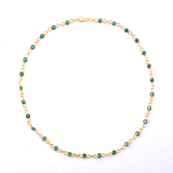 9.88 Ct Round Dyed Emerald 925 Sterling Silver Necklace