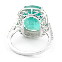 11.70 Ct Rectangular Cushion Mixed Cut Natural Beryl Emerald 950 Platinum Ring