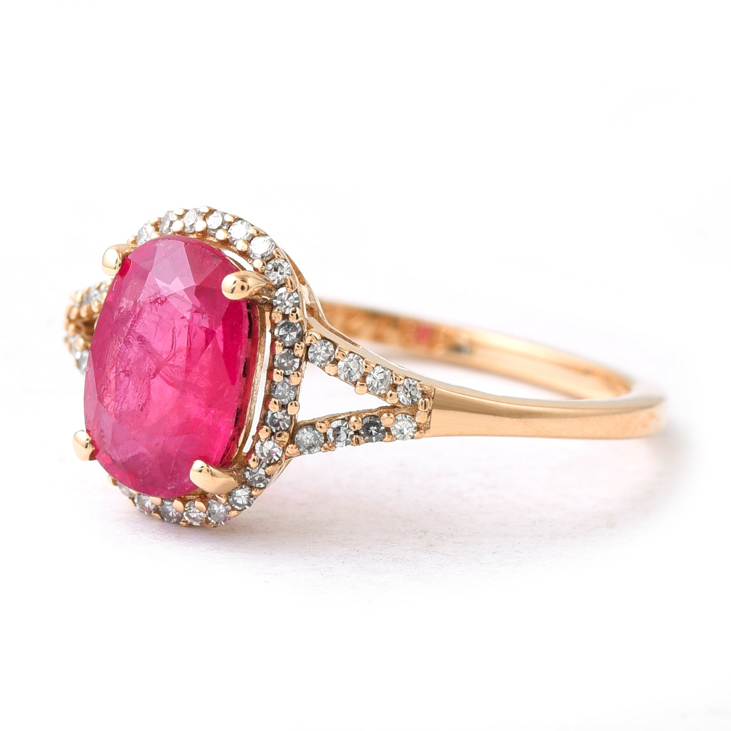 1.84 Ct Oval Mixed Cut Natural Ruby 14K Gold Ring