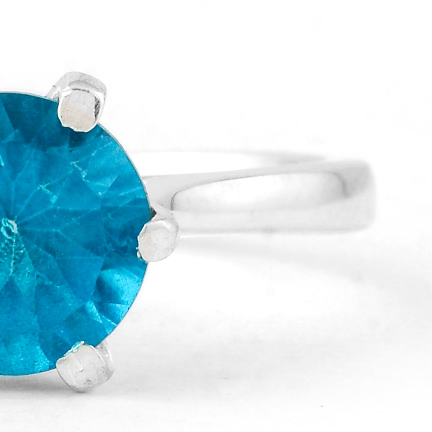 1.65 Ct Round Pariba Topaz, 925 Sterling Silver Ring