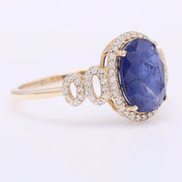 2.77 Ct Oval Mixed Cut Natural Sapphire 14K Gold Ring