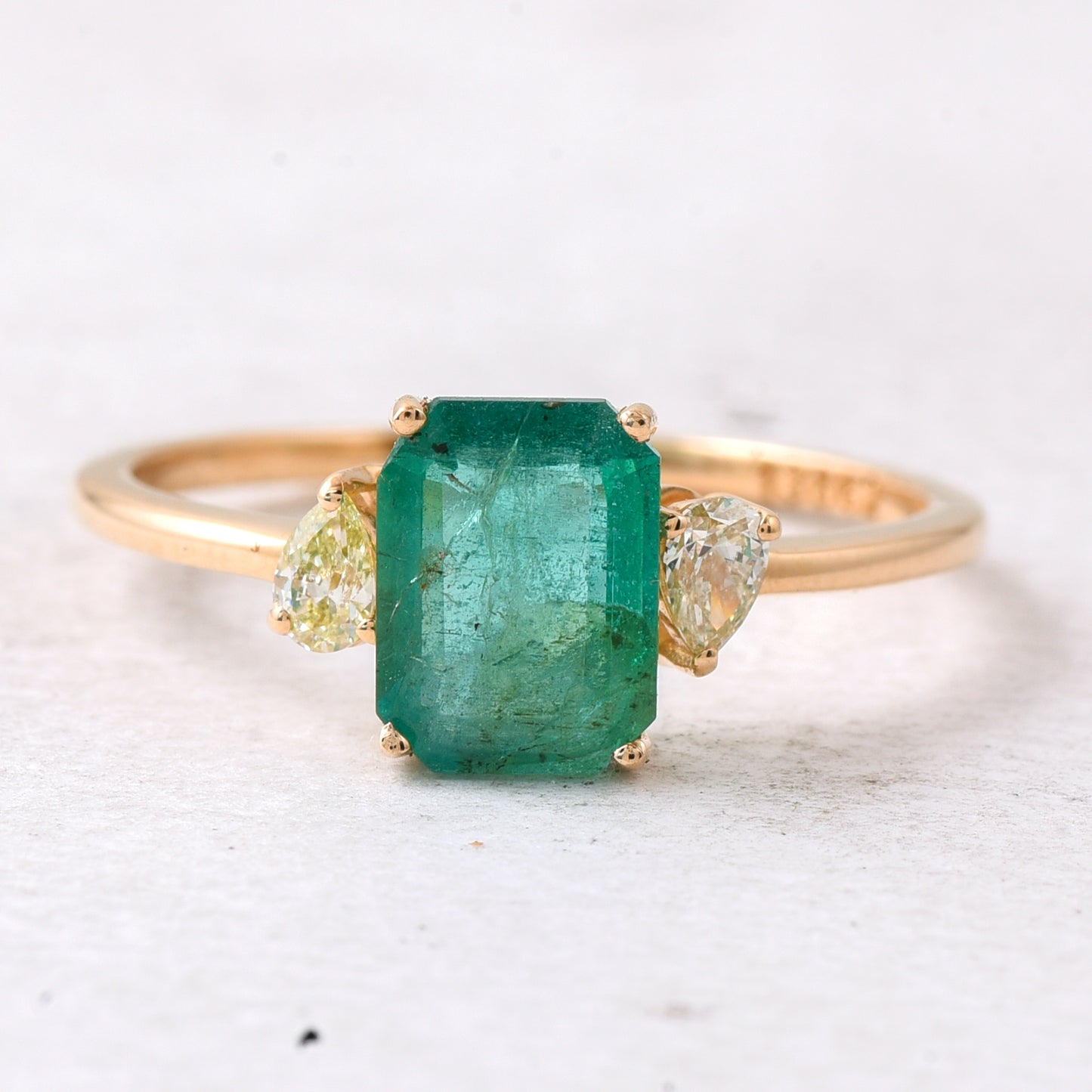 1.39 Ct Octagon Step Cut Natural Emerald 14K Gold Ring