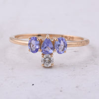 0.66 Ct Pear, Oval Natural Tanzanite 14K Gold Ring