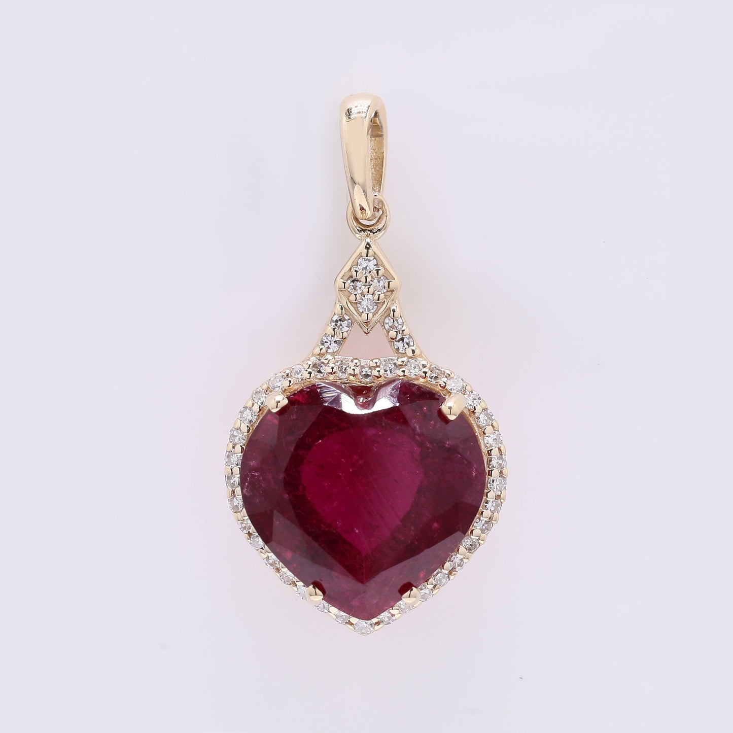 5.17 Ct Heart Mixed Cut Natural Rubellite 14K Gold Pendant
