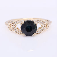2.32 Ct Round Mixed Cut Natural Sapphire 14K Gold Ring