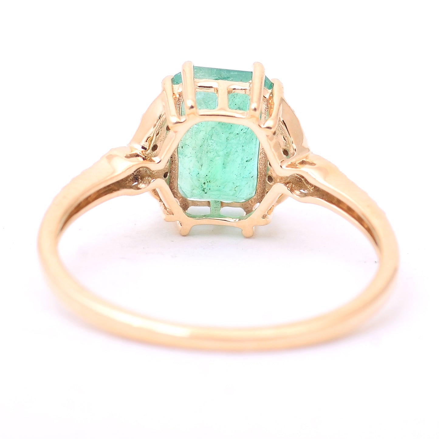 1.57 Ct Octagon Step Cut Natural Emerald 14K Gold Ring