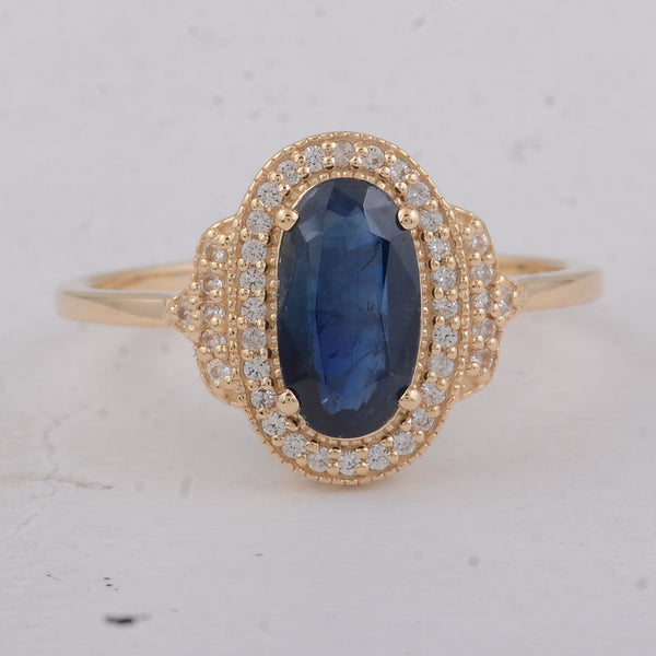 1.52 Ct Oval Sapphire 9K Gold Ring