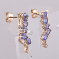 1.67 Ct Oval Natural Tanzanite 14K Gold Earrings