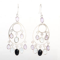 20.10 Ct Sapphire, Blue Topaz 925 Sterling Silver Earrings