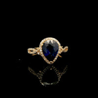 2.36 Ct Pear Mixed Cut Natural Sapphire 14K Gold Ring