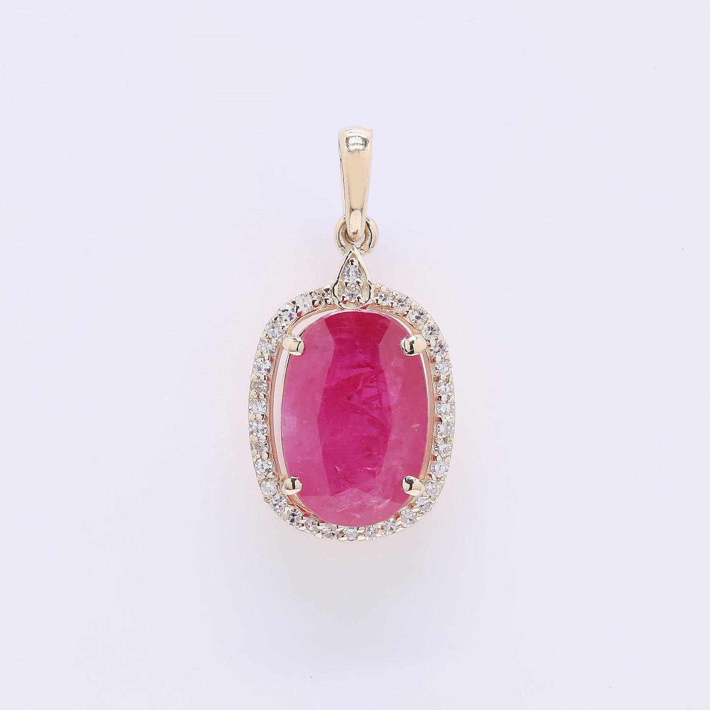 2.43 Ct Oval Mixed Cut Natural Ruby 14K Gold Pendant