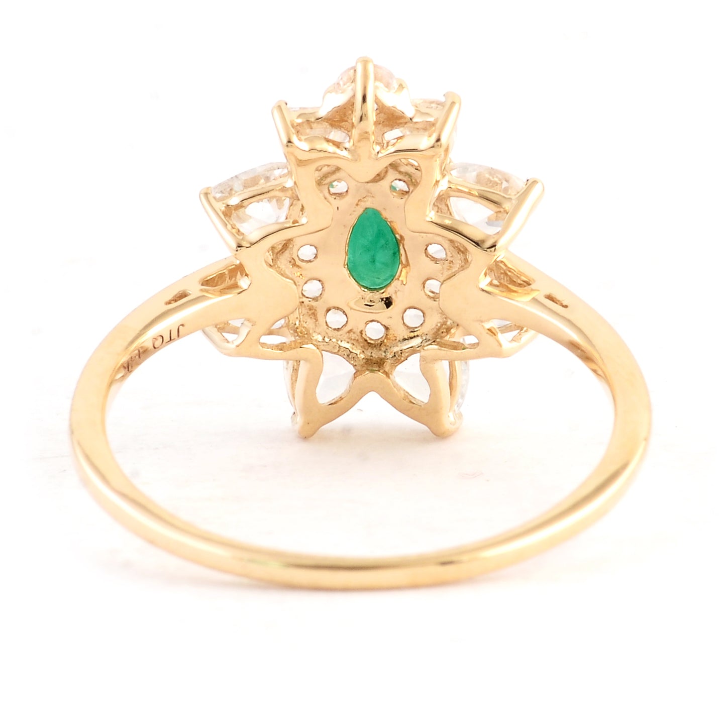 1.61 Ct Pear Emerald 14K Gold Ring