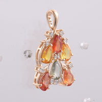2.96 Ct Pear Natural Multi-Coloured Sapphire 14K Gold Pendant
