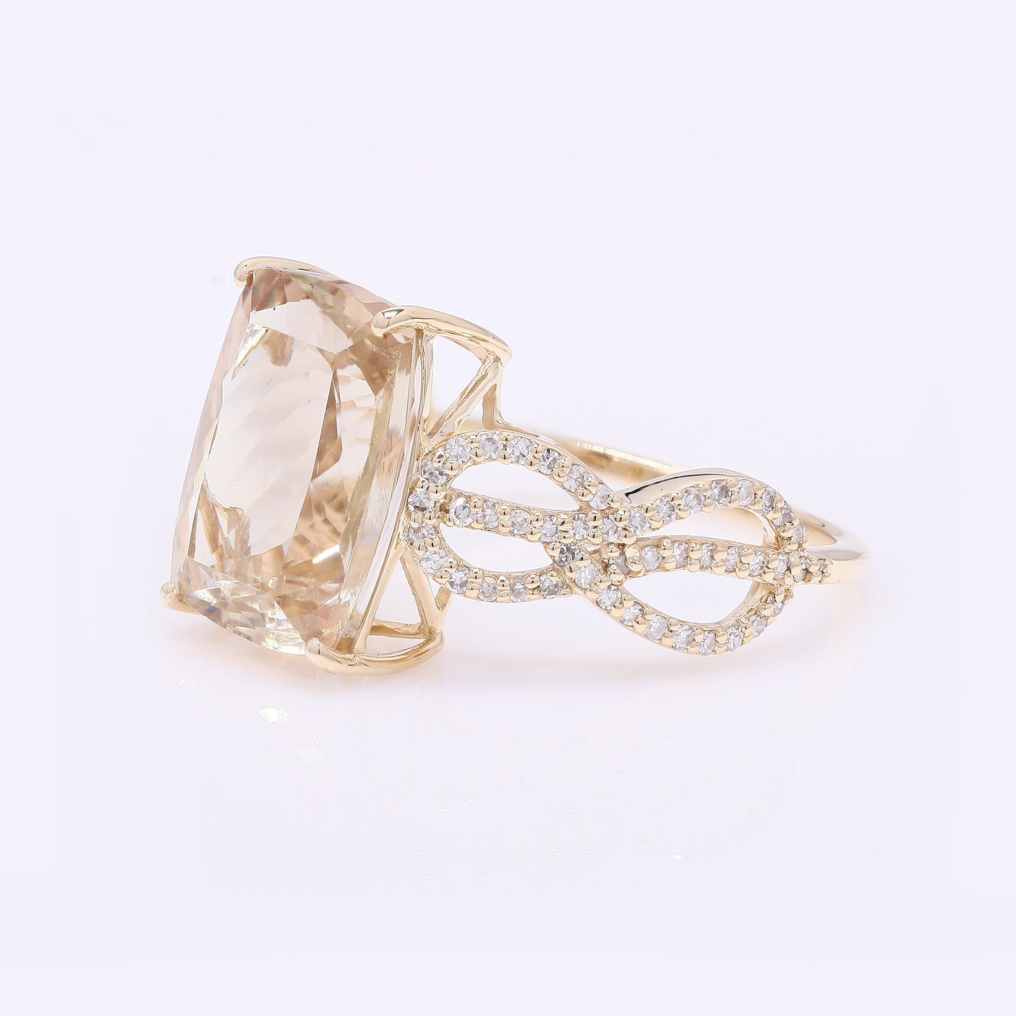 5.36 Ct Rectangular Cushion Mixed Cut Natural Plagioclase Feldspar Sunstone 14K Gold Ring