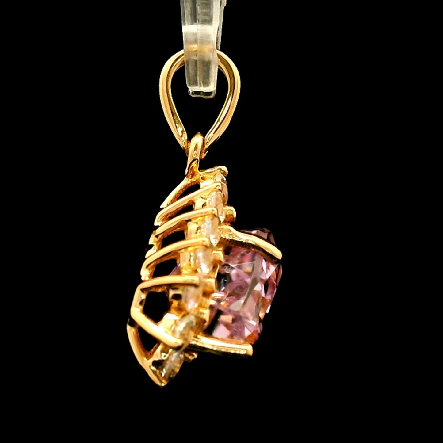3.48 Ct Heart Kunzite 14K Gold Pendant
