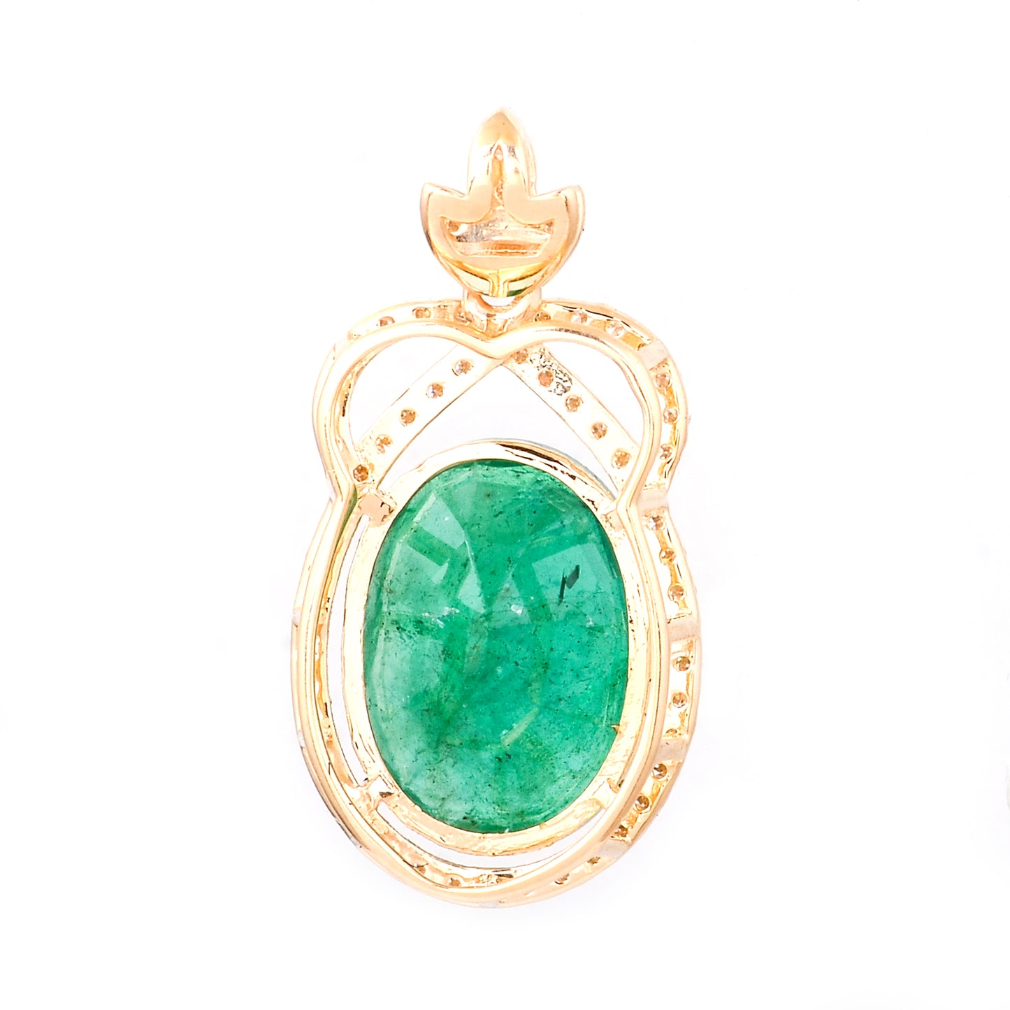 4.06 Ct Oval Natural Emerald 14K Gold Pendant