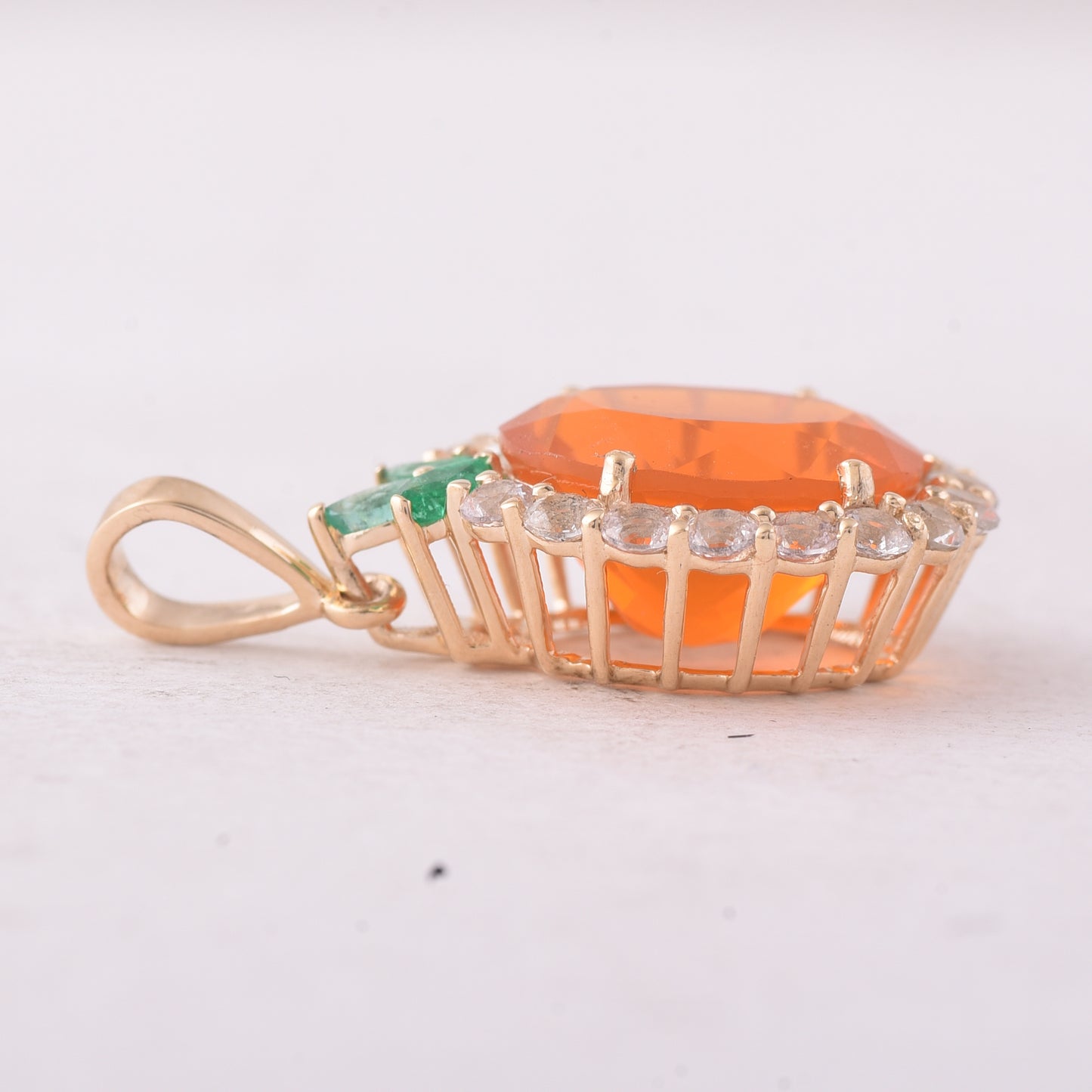 3.46 Ct Oval Fire Opal 9K Gold Pendant