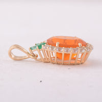 3.46 Ct Oval Fire Opal 9K Gold Pendant