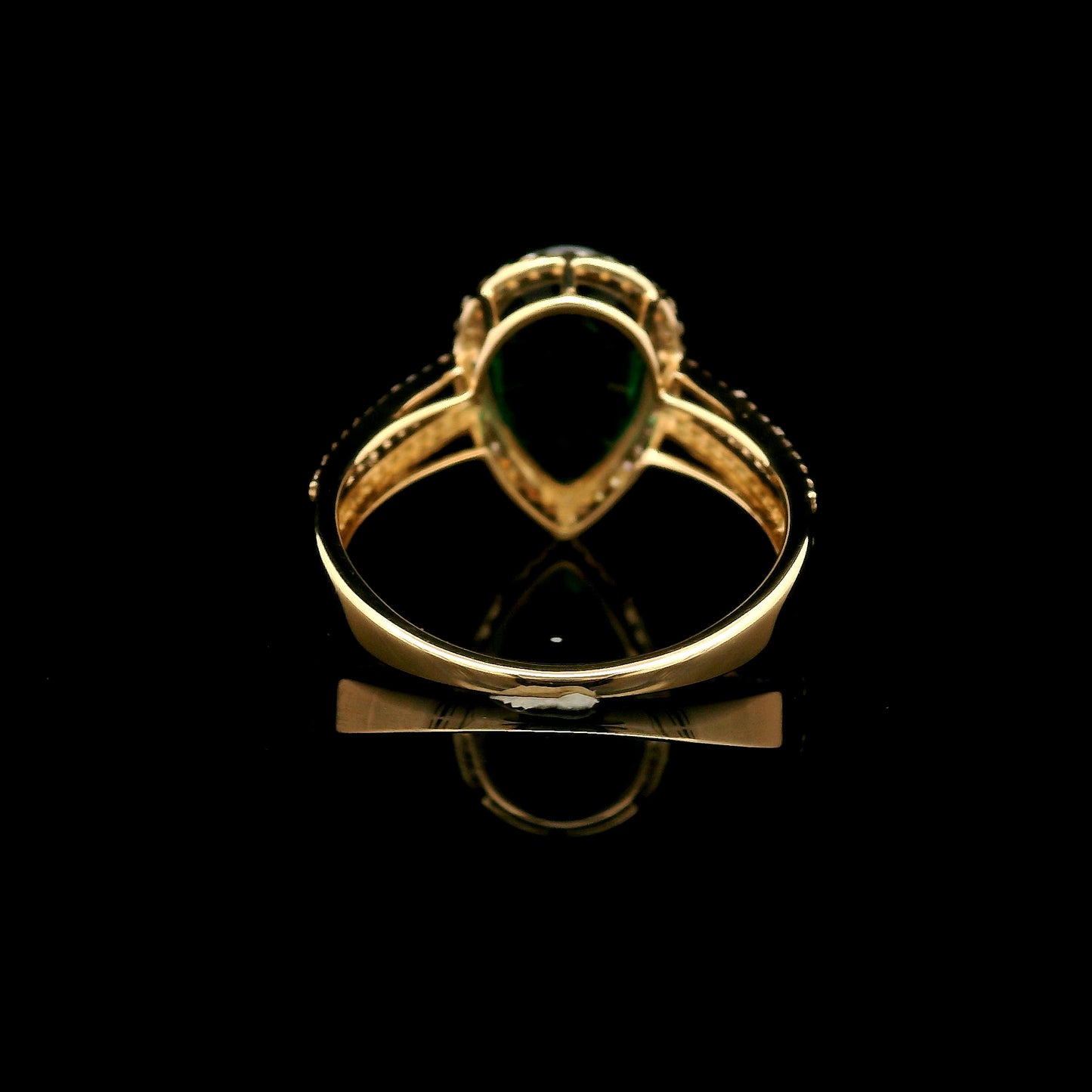 3.67 Ct Pear Mixed Cut Lab Grown Emerald 14K Gold Ring
