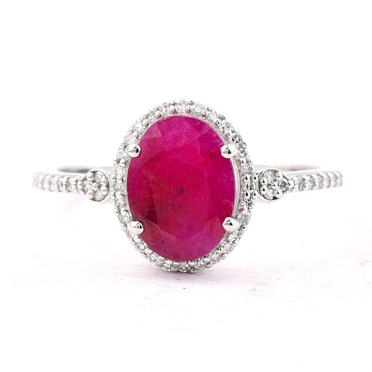2.01 Ct Oval Mixed Cut Natural Ruby 950 Platinum Ring