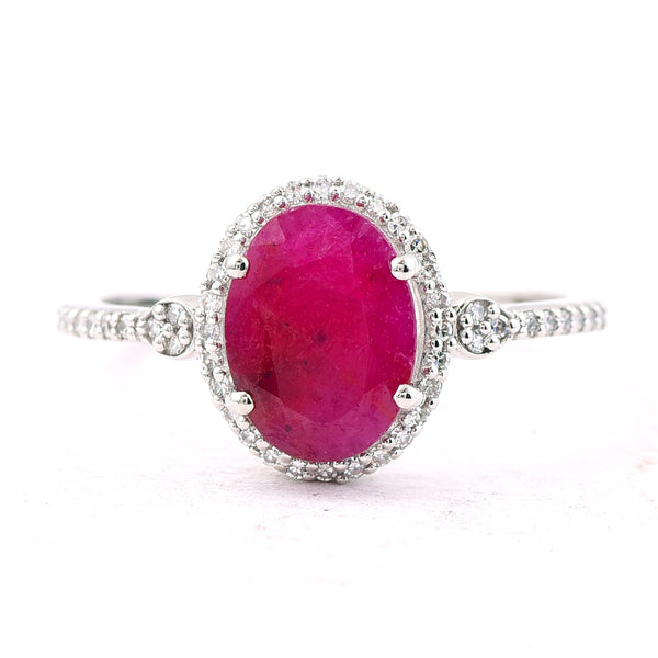 2.01 Ct Oval Mixed Cut Natural Ruby 950 Platinum Ring