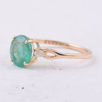 1.58 Ct Oval Natural Emerald 14K Gold Ring
