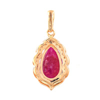 1.57 Ct Pear Mixed Cut Natural Ruby 14K Gold Pendant